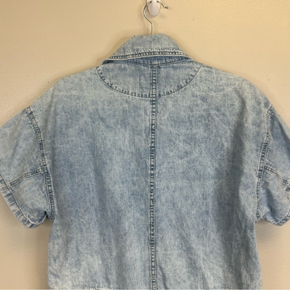 Free People We The Free Womens S Denim Romper Cotton Pockets Snap Buttons Boho - Picture 12 of 14